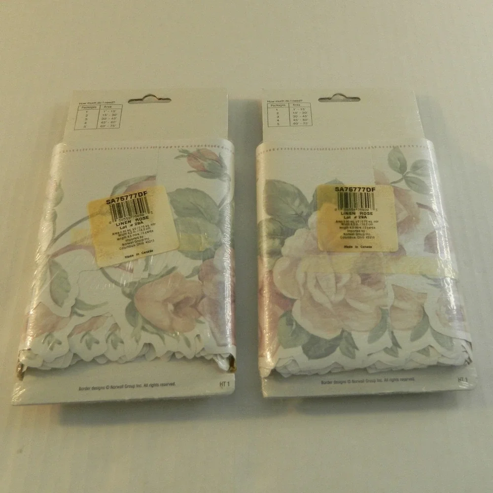 HomeTrends Wall Border Cottage 5yd x 6.5in Linen Rose Pink Floral Scalloped 2pk